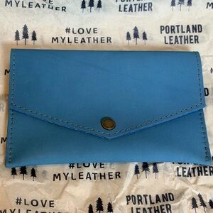 Large Envelope Wallet Pouch Iceberg Blue Portland Leather Goods NEW